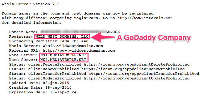 InterNIC WhoIS GoDaddy Records