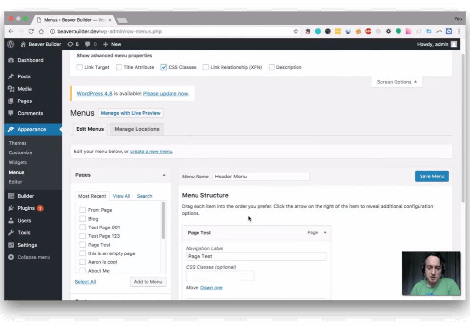 Beaver Builder Font Awesome in menu Screenshot