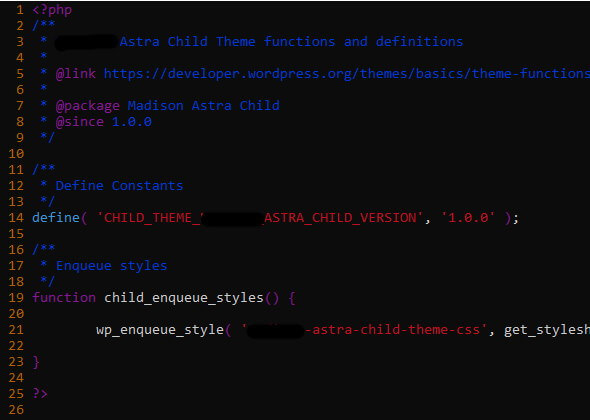 Astra Child Theme PHP