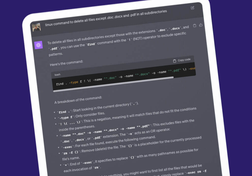 Using Chat GPT To Generate Complex Unix Commands
