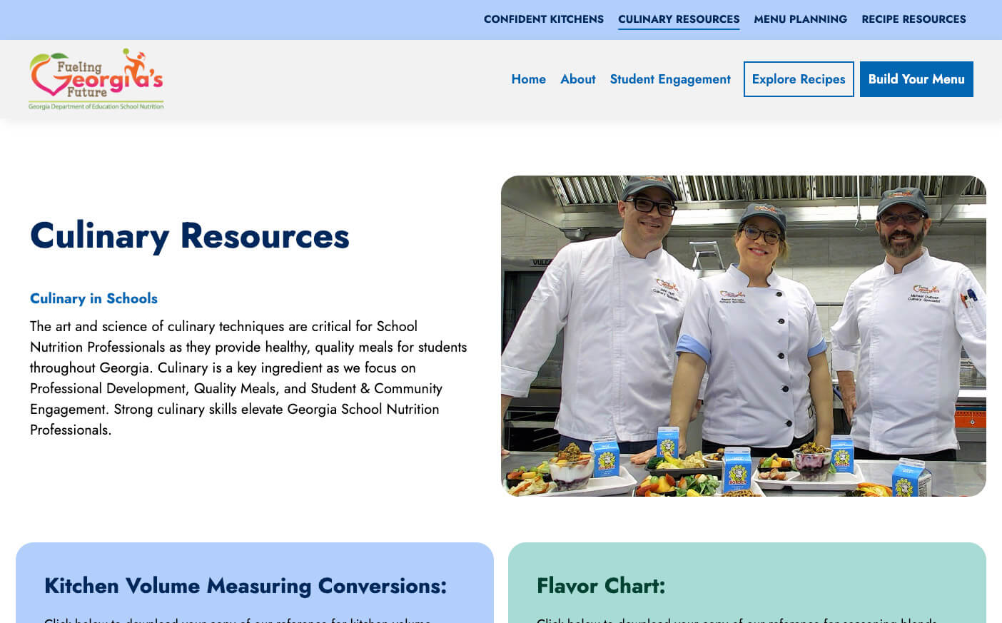 Culinary Resources Website Screenshot