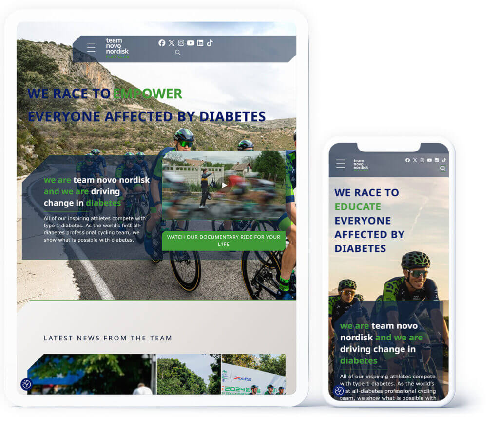 Team Novo Nordisk Website Design Tablet and Mobile Example Screenshot