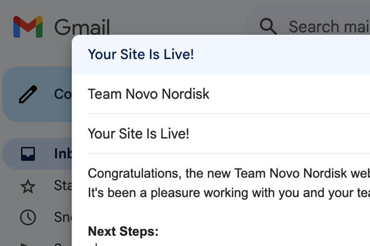 Your Website is Live Email