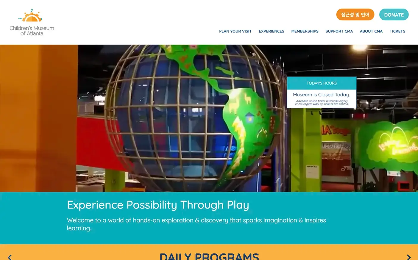 Children's Museum of Atlanta Web Design Screenshot