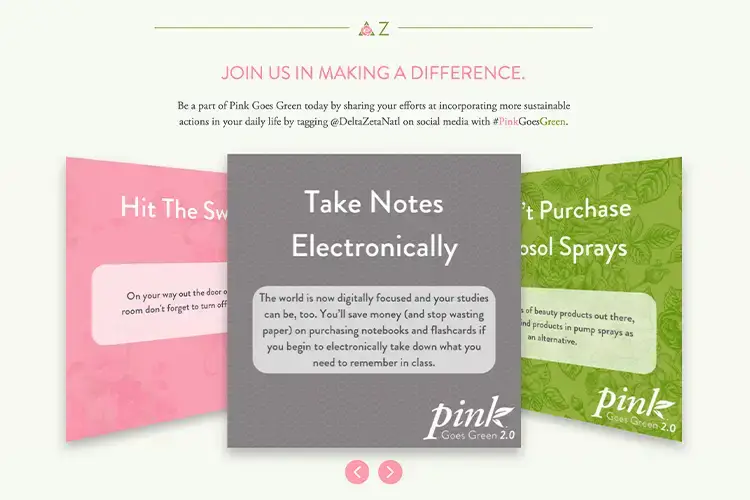 Delta Zeta Join Us Section Website Screenshot