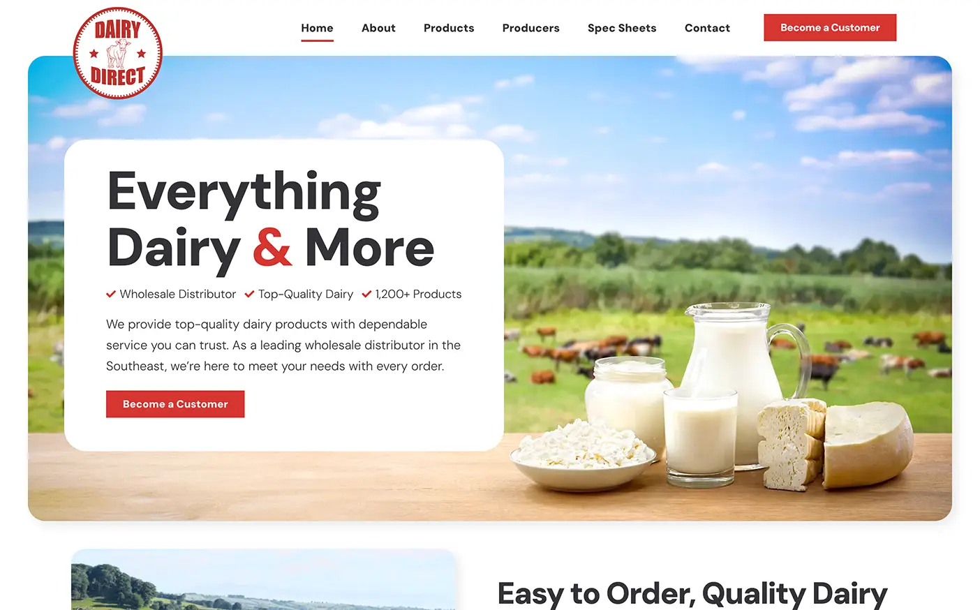 Dairy Direct Atlanta Web Design Screenshot