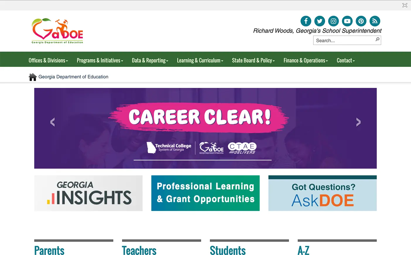 Georgia Department of Education Old Website Design Screenshot