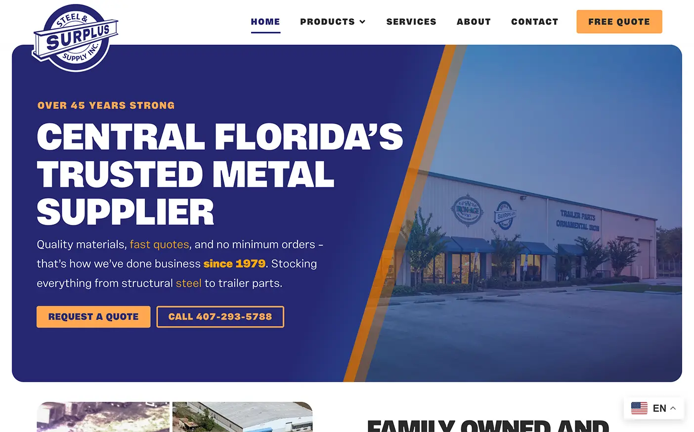 Surplus Steel Web Design Screenshot
