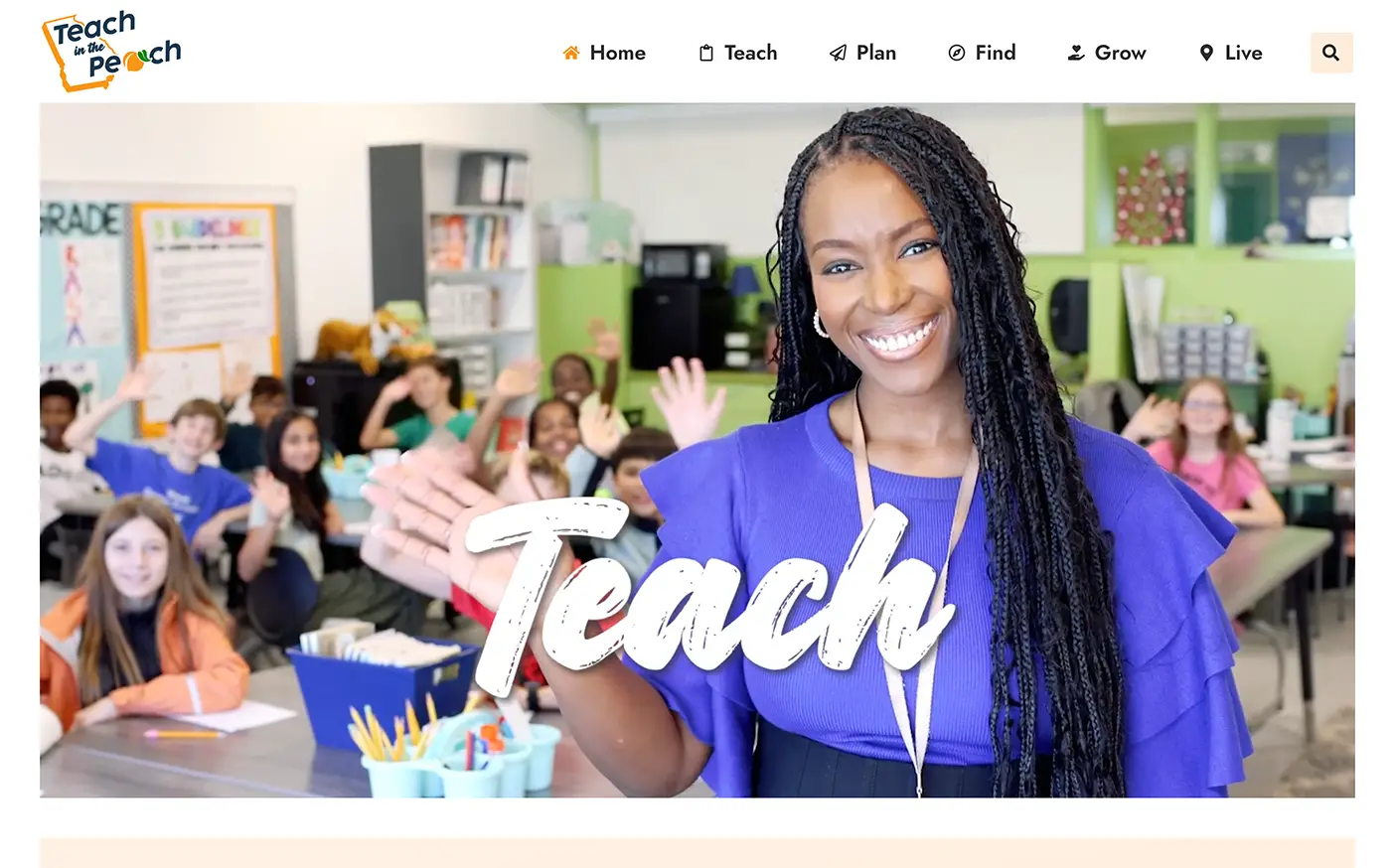 Teach in The Peach Website Web Design Screenshot