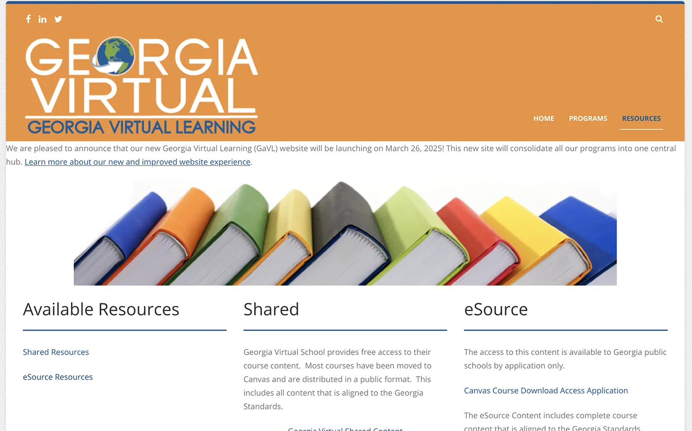 GA Virtual Learning old Resources Page Screenshot