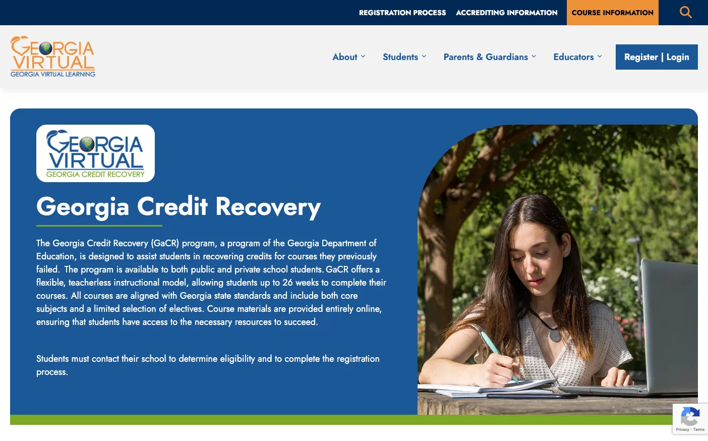 GA Virtual Learning Georgia Credit Recovery Screenshot