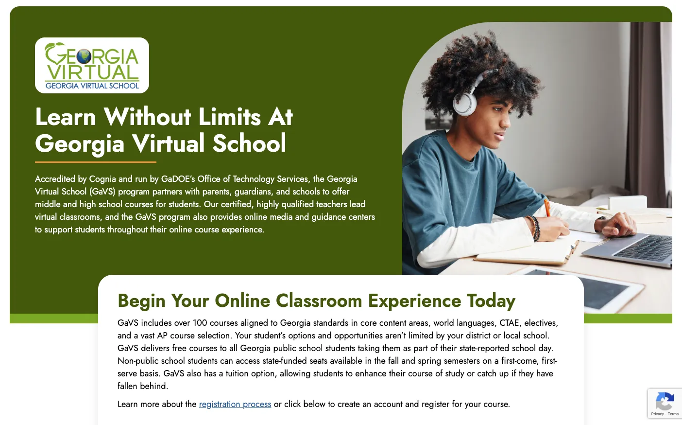 GA Virtual Learning Learn Without Limits Page Screenshot