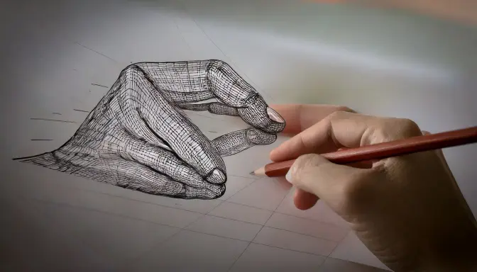 Hand Drawing a Hand by AI Firefly