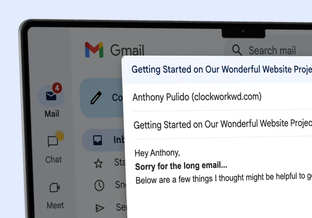 Email to Project Manager about Web Design Project