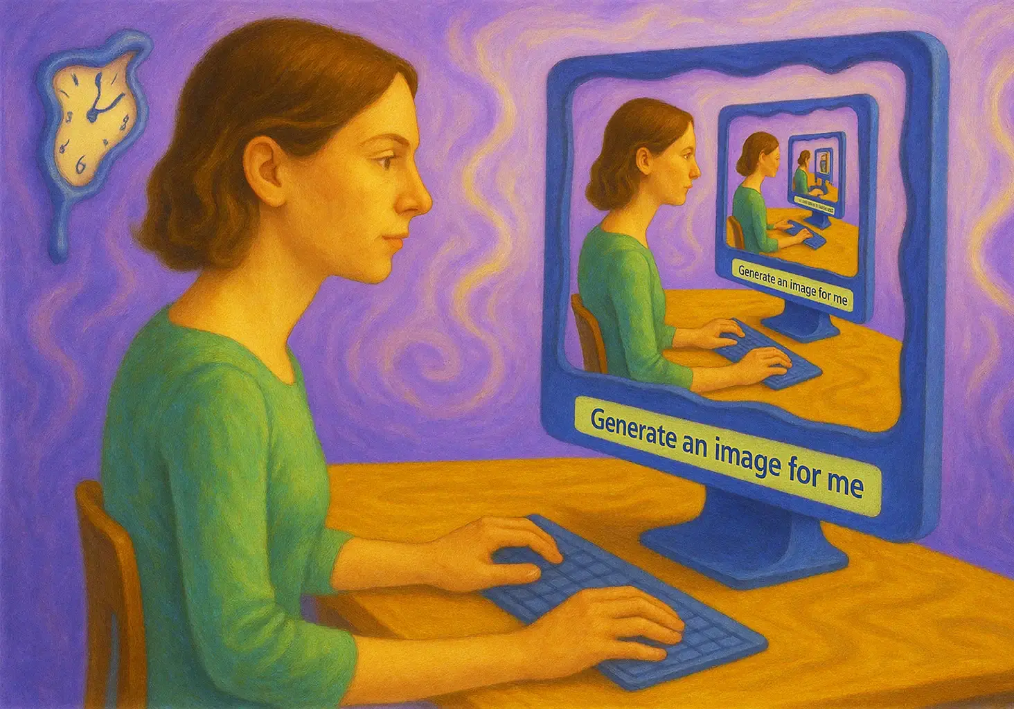 AI Generated Image of Woman Generating AI Image for Website