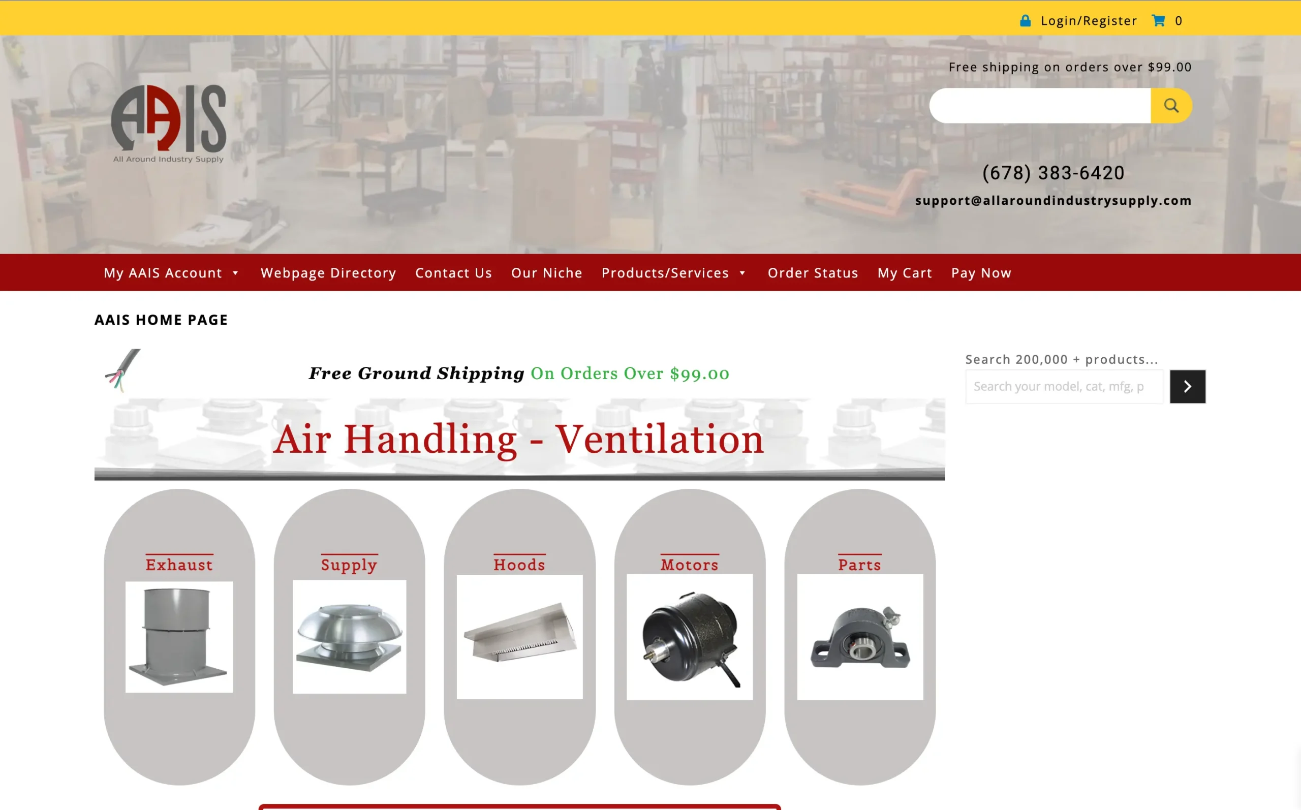 All Around Industry Supply Old website Screenshot