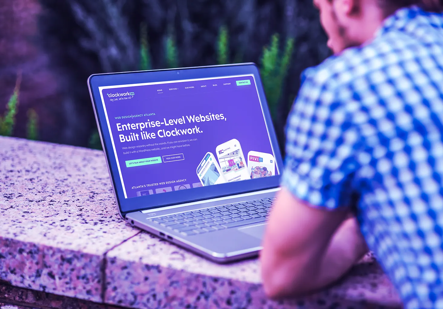 Man Looking at Clockwork WD Website