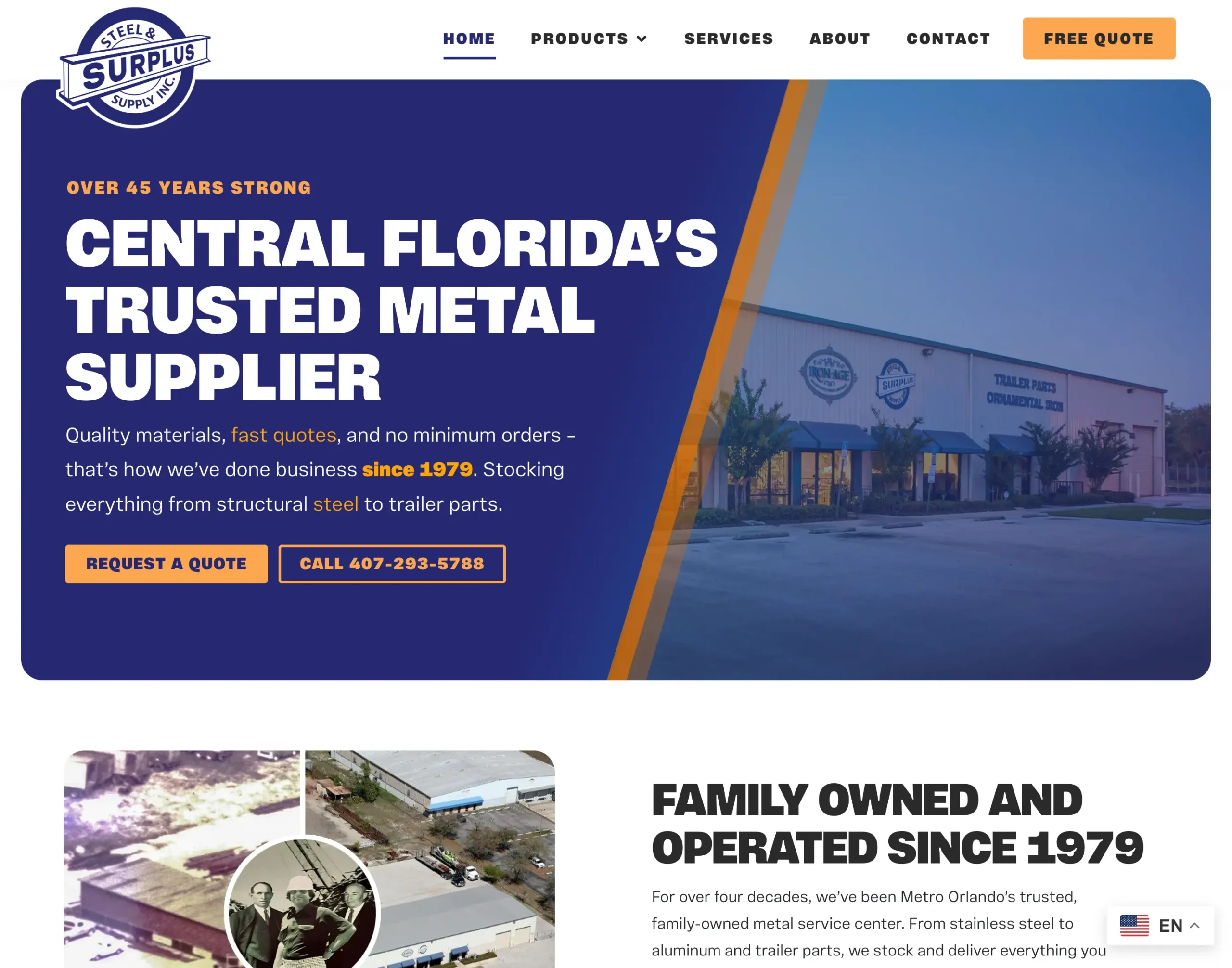 Surplus Steel Website Screenshot