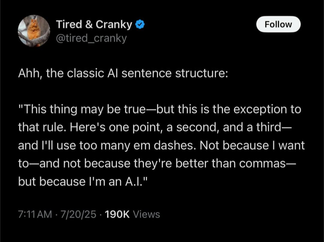 A screenshot of a tweet about AI