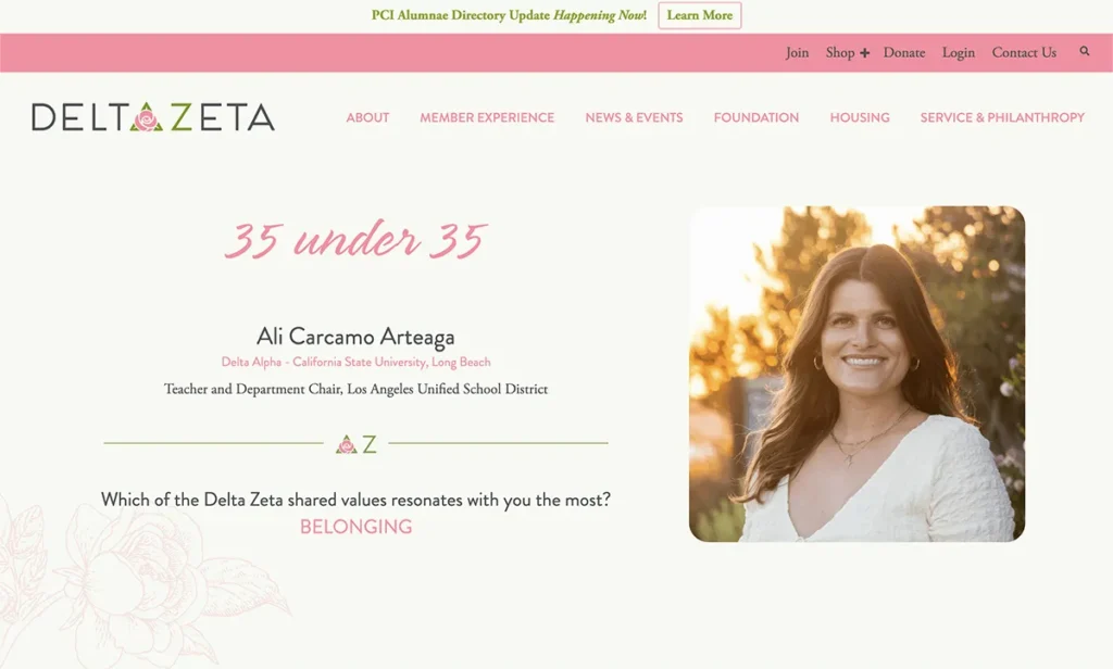 Screenshot of Delta Zeta Page built with Page Builder