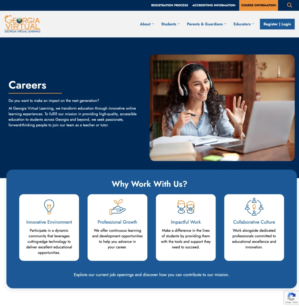 Georgia Virtual Learning Careers Page Screenshot