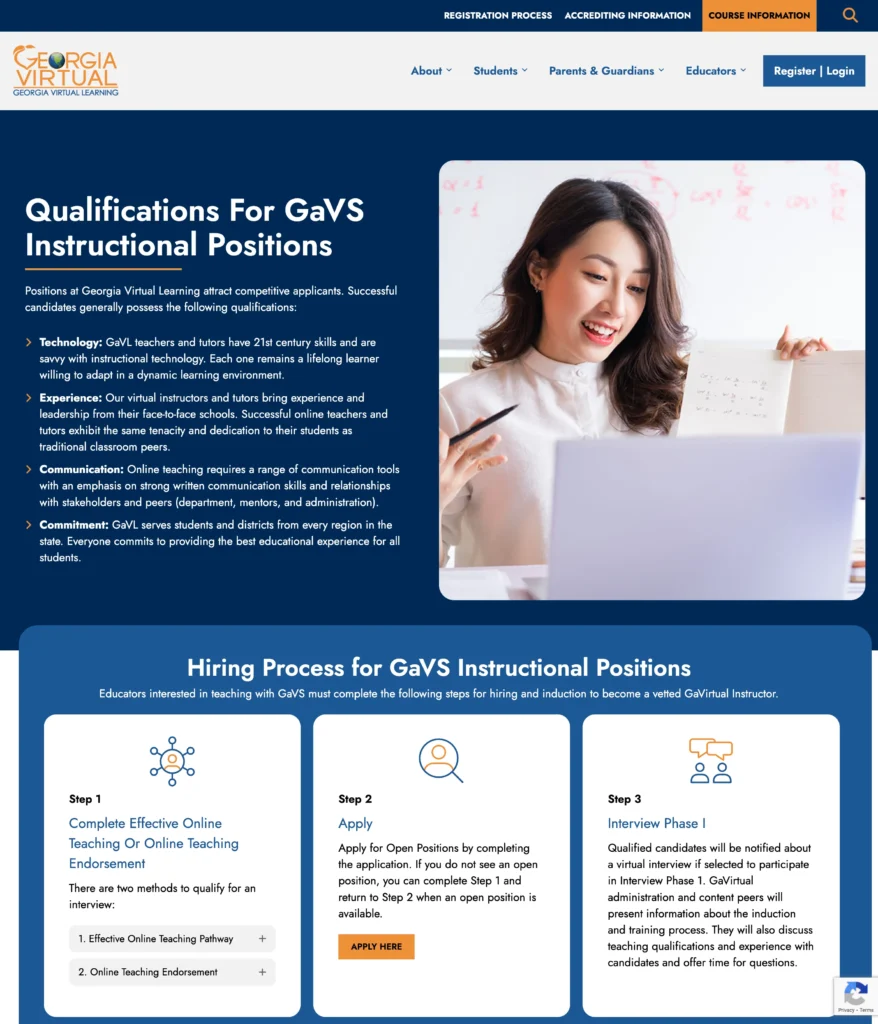 Georgia Virtual Learning Screenshot Qualifications Page