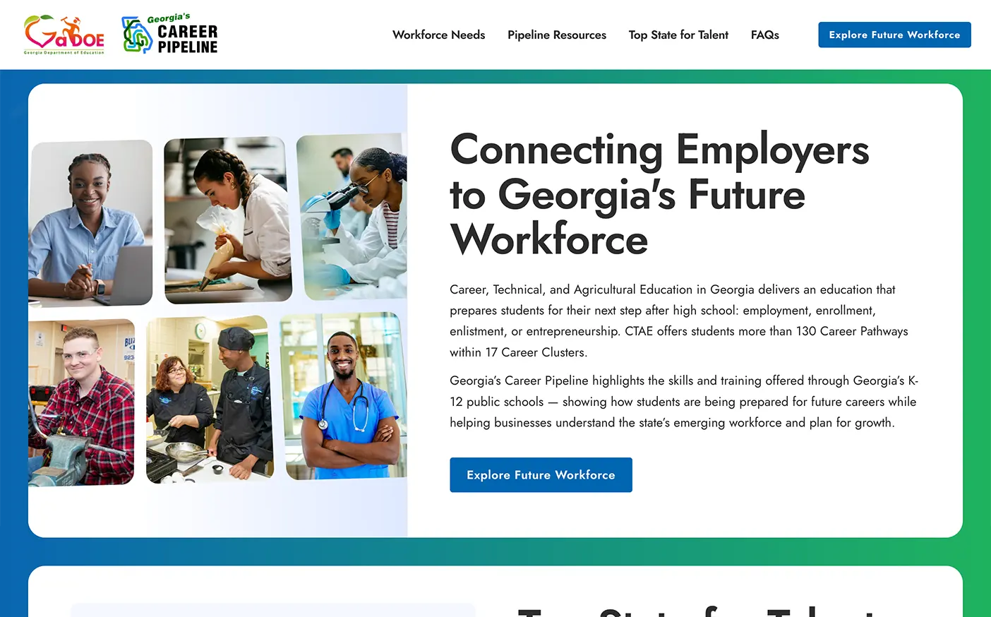 Georgia's Career Pipeline Website Screenshot